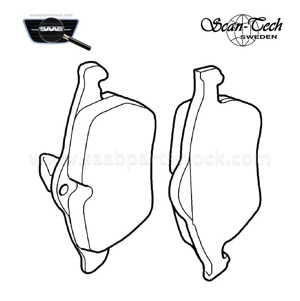 Front Brake Pad Kit not for AERO 12803551, 93185751 ScanTech_40.2167_40.3551-SaabPartsStock