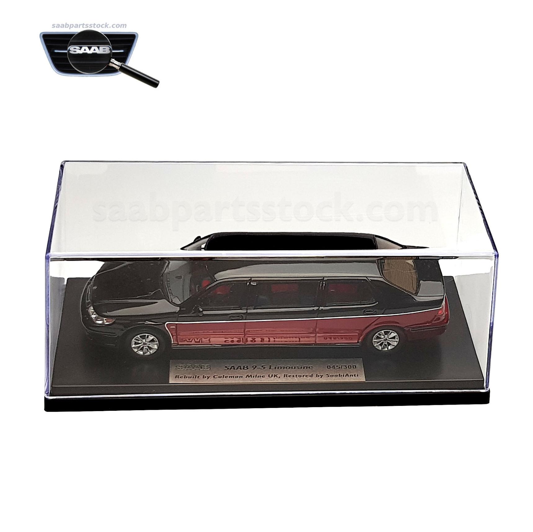 SAAB 9-5 Aero Sedan Limousine left side-SaabPartsStock Scale Model SAAB 9-5 Aero Sedan Limousine 1:43 Limited Edit.