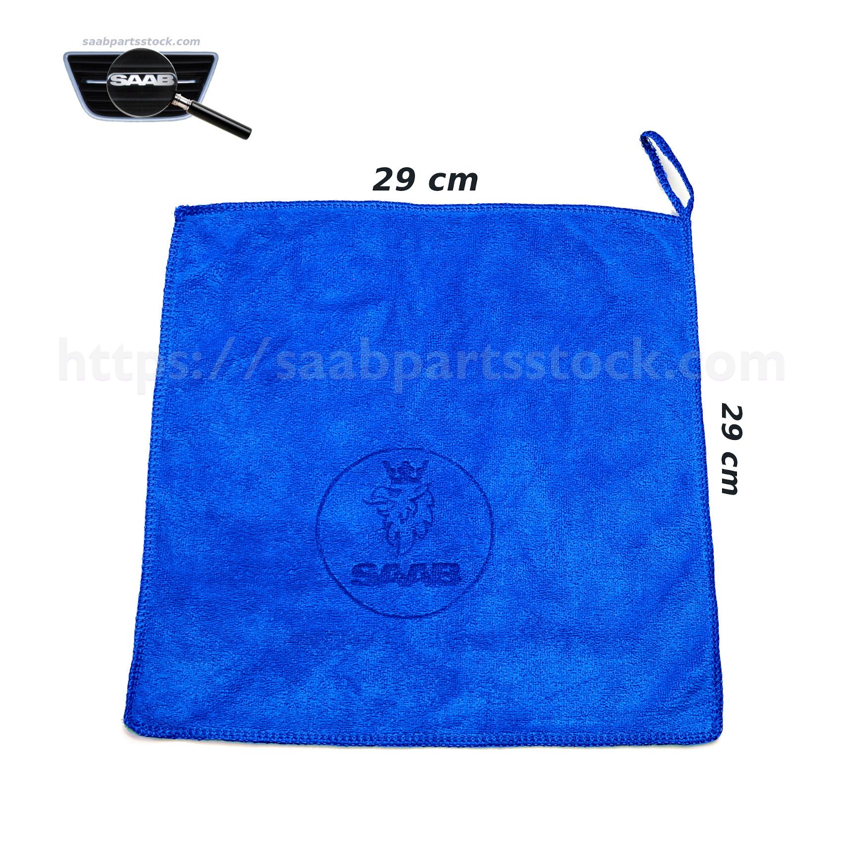 Microfiber Towel Blue Dimensions, SaabPartsStock