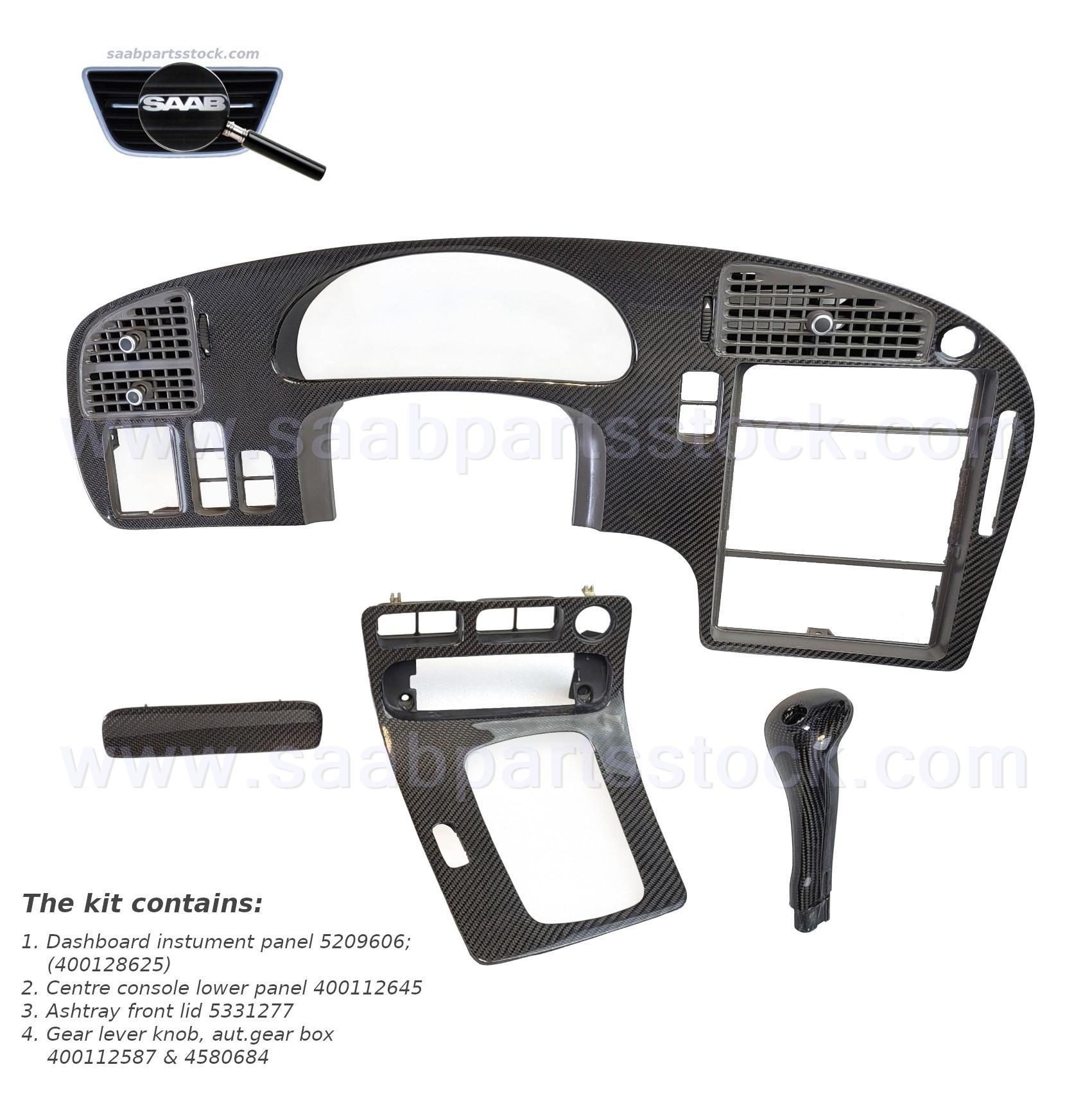 SAAB Instr.Plate Set Black carbon fibre saabpartsstock (text) 1