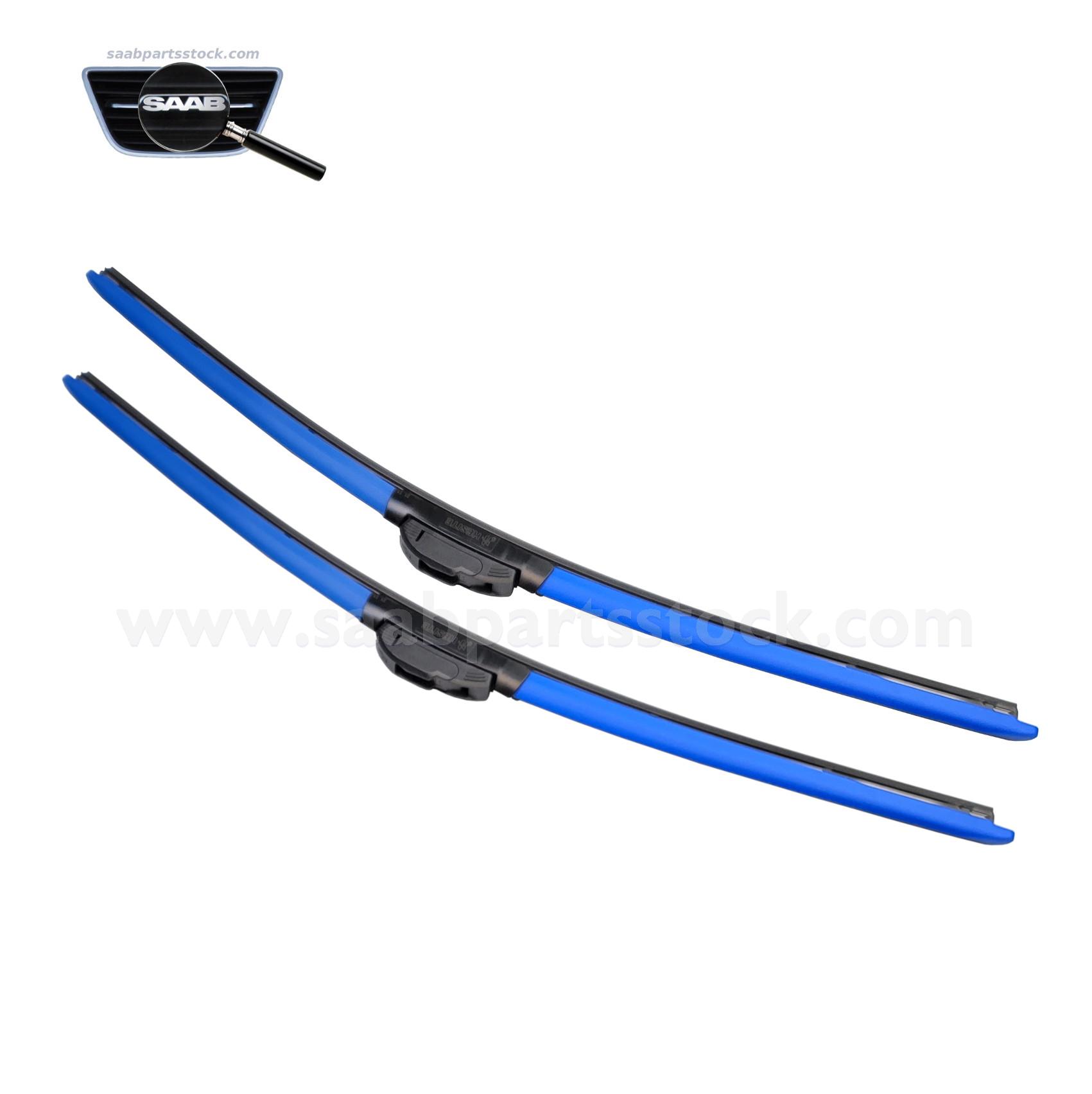 Set of Flat Blade Windshield Wipers, in Blue Wiper Blade Set of 2 in blue SaabPartsStock