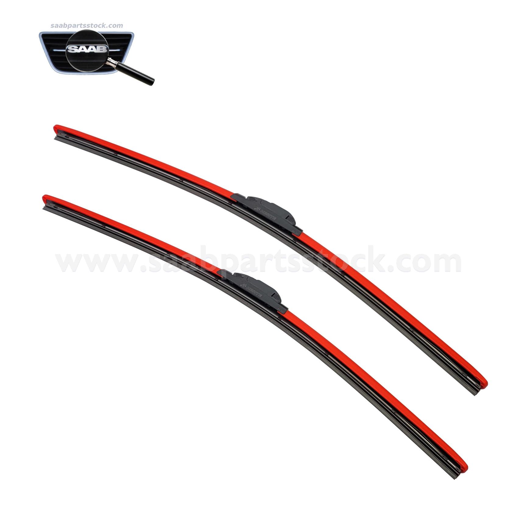 Set of Flat Blade Windshield Wipers, in Red Wiper Blade Set of 2 in red by Hesite SaabPartsStock
