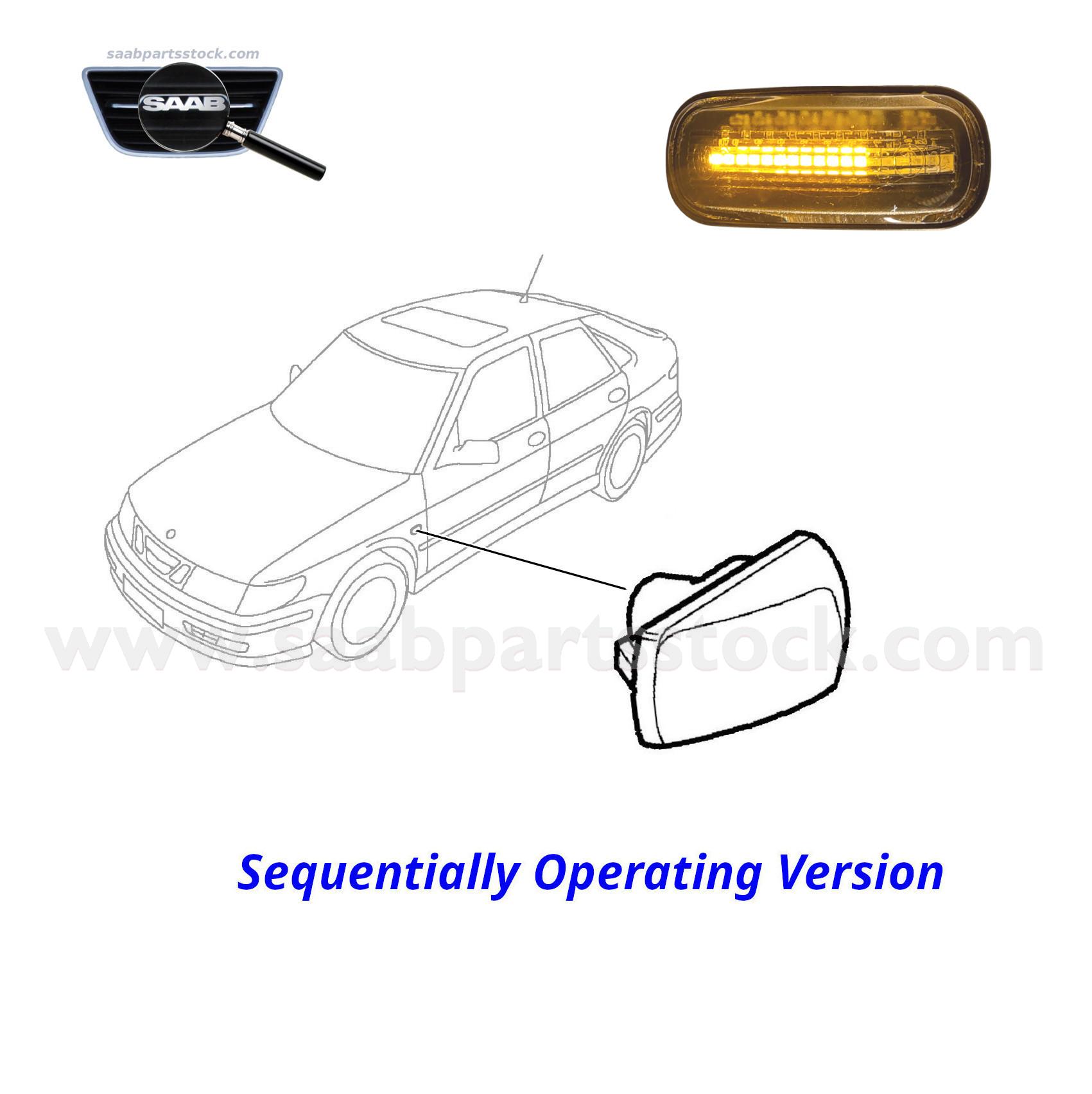 Flowing Indicator LED Side Marker Lamp Side Marker Light Sequential 12777318-12785743-SaabPartsStock