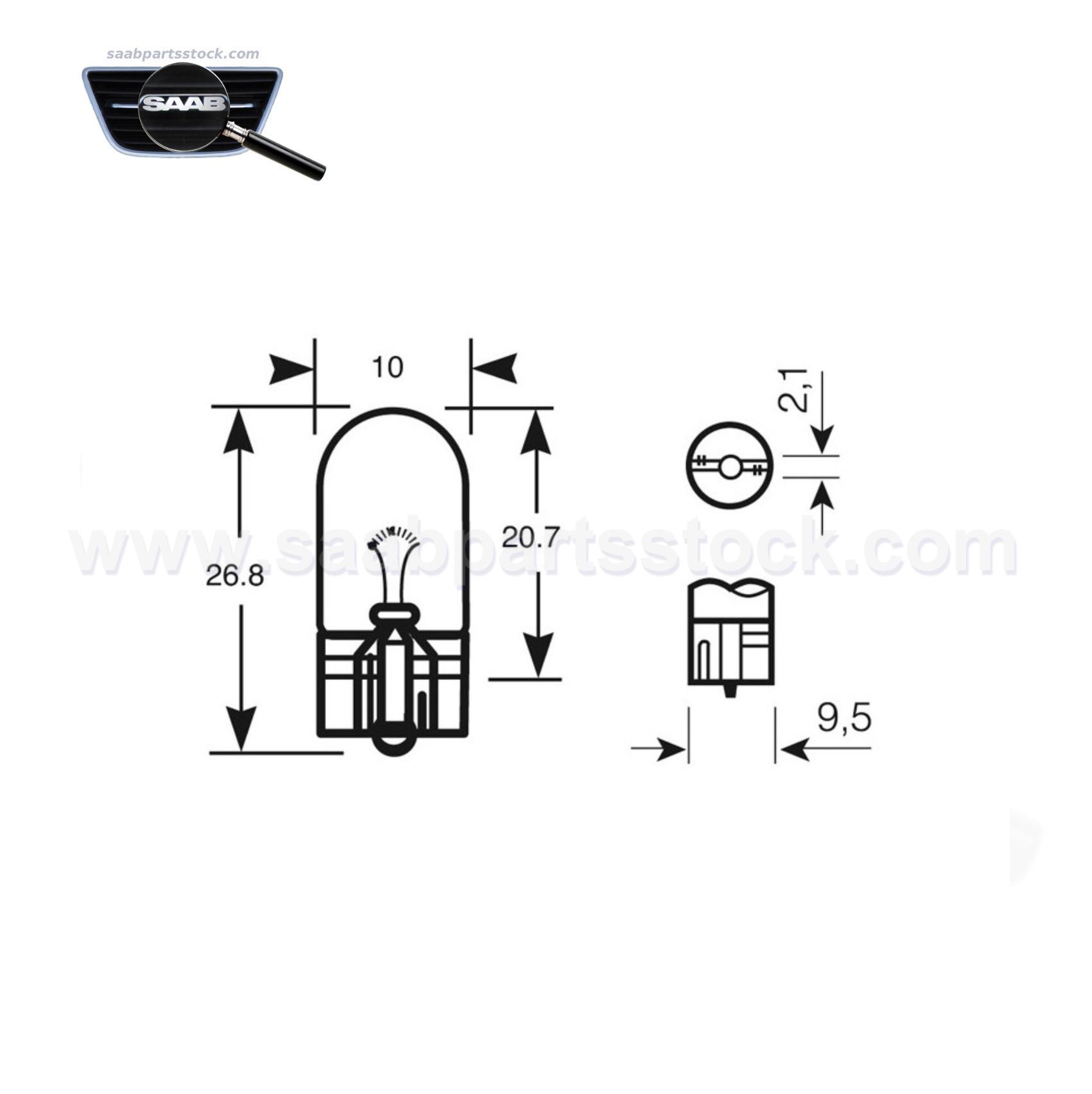 WY5W Amber SAAB-8693285 SaabPArtsStock WY5W Light Bulb for Wing Repeater, Side Indicator Bulb Amber-saabpartsstock