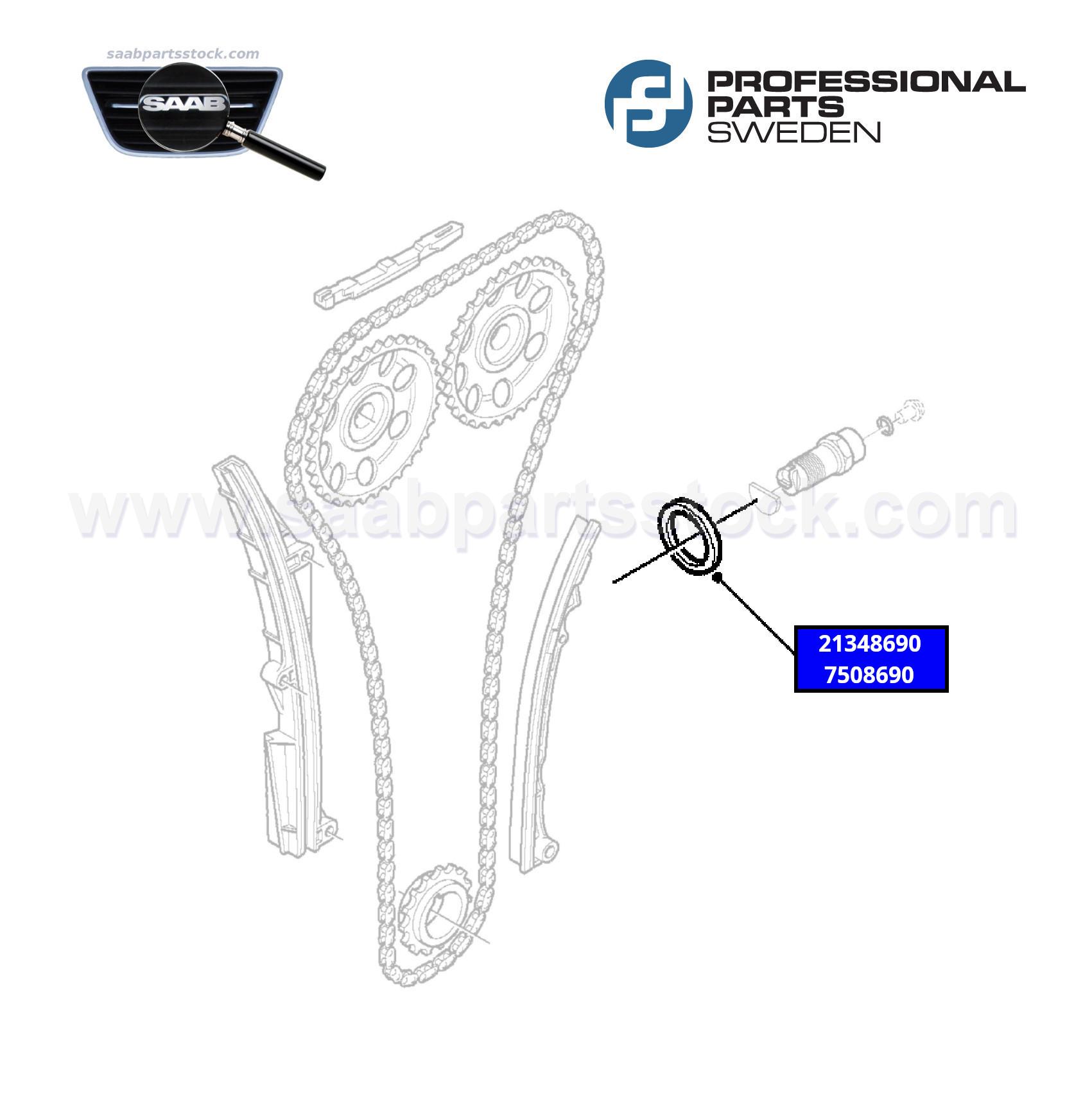 Metal Sealing with Rubber Lip 21348690, 7508690, E-834831 Steel Sealing Ring 21348690 (SAAB 7508690)-saabpartsstock