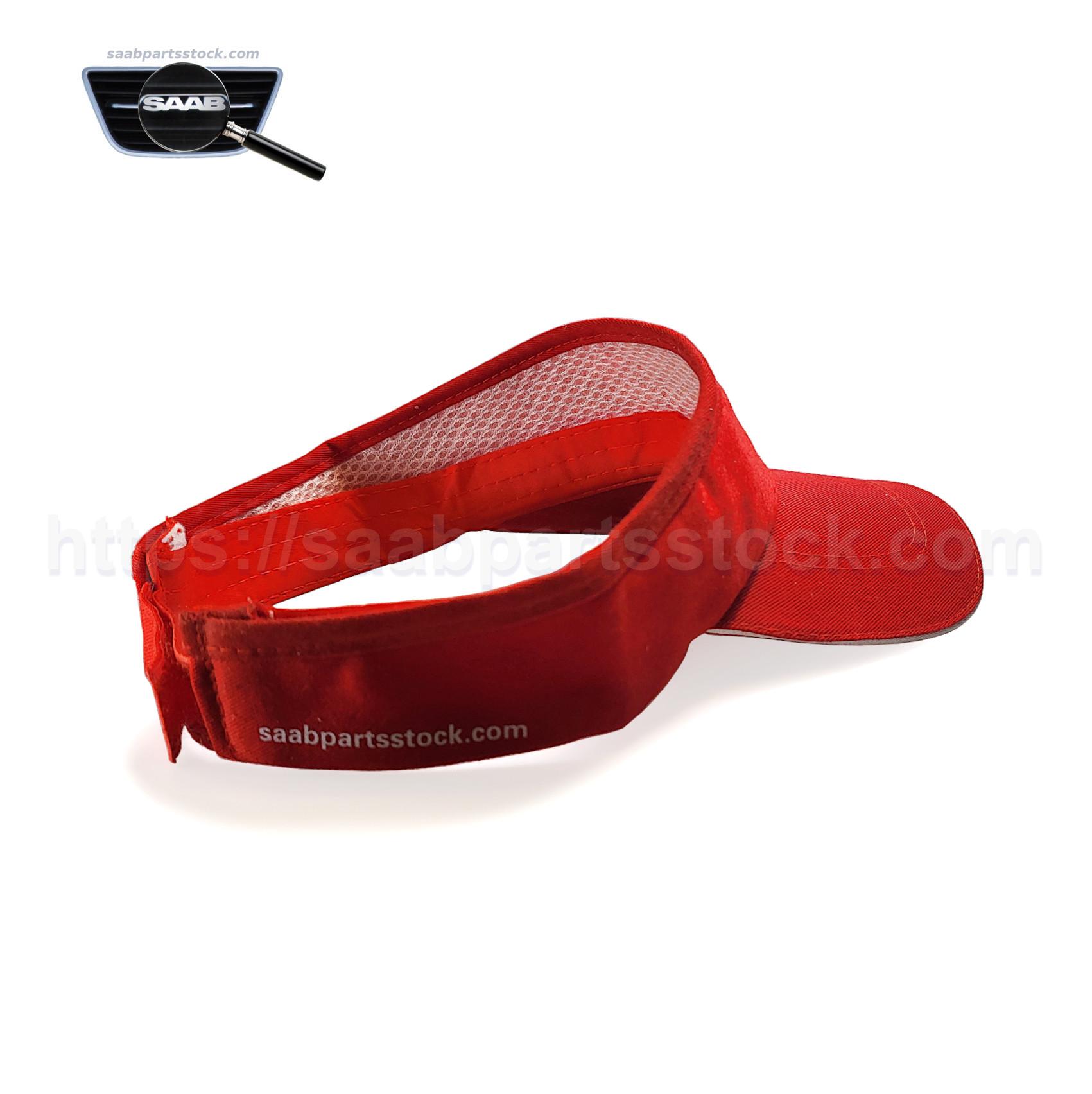 Sun Visor-Cap With Centre SAAB-sign Red-saabpartsstock Sun Visor-Cap With Centre SAAB sign in Red
